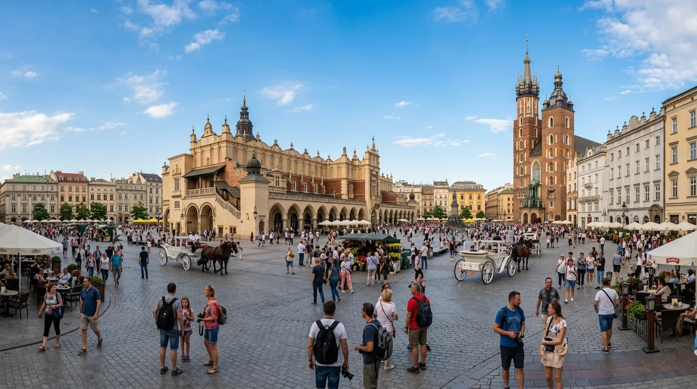 Best IPTV Poland - Krakow market square historic architecture